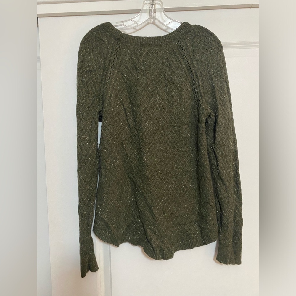 Loft Crewneck Olive and Metallic Gold Sweater - Picture 5 of 5